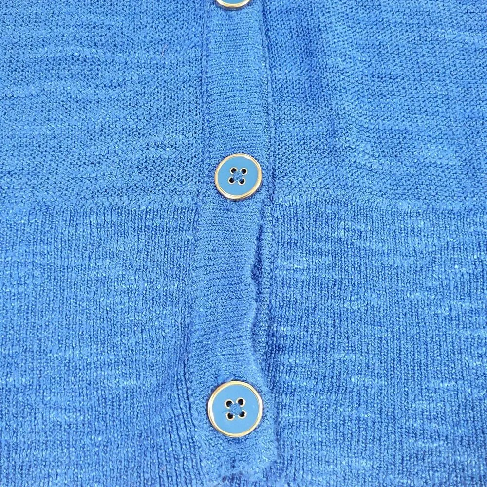Lilly Pulitzer Knit Cardigan Electric Blue S sweater Ramie enamel buttons preppy